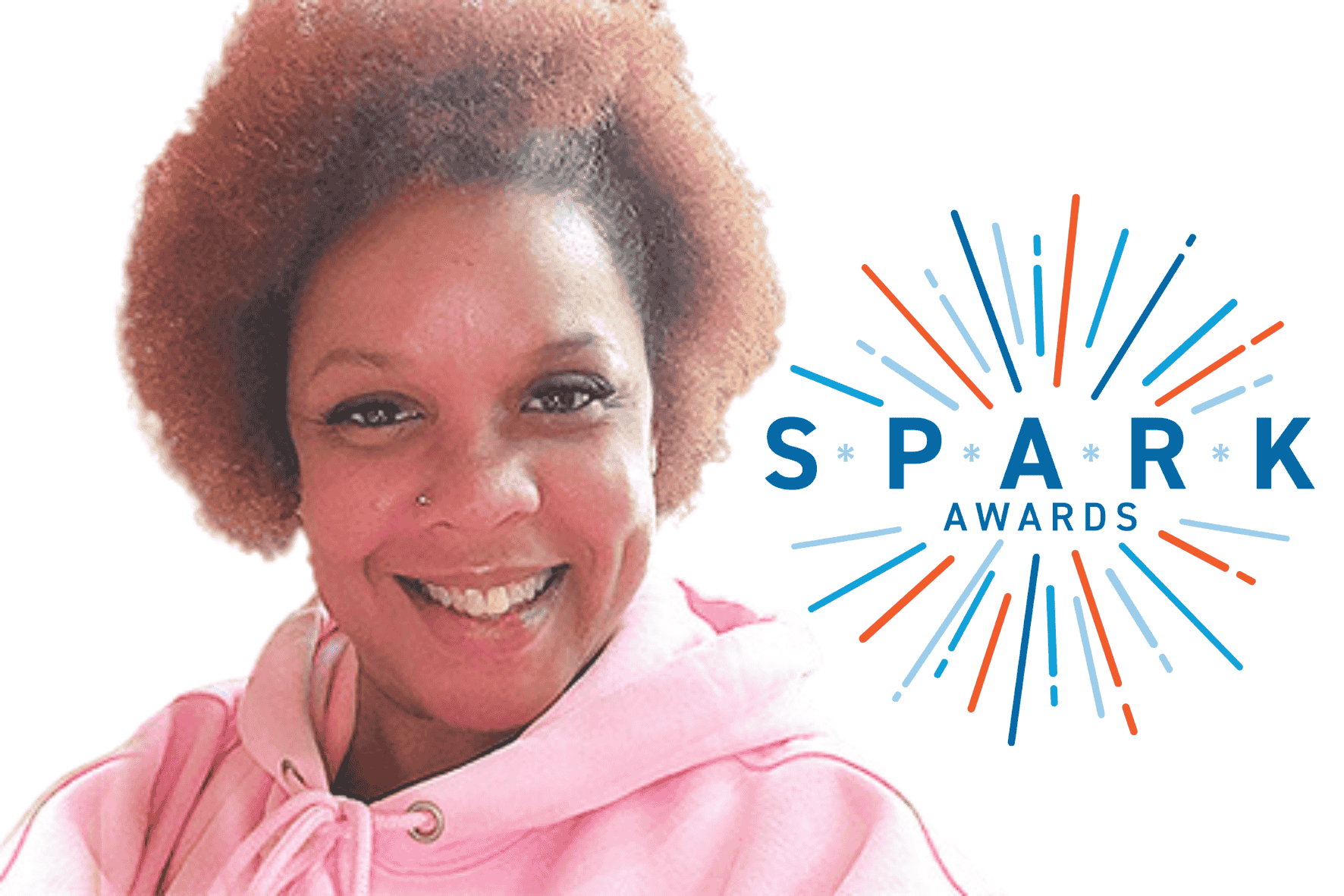 Photo of Jeannine King with SPARK Award Logo